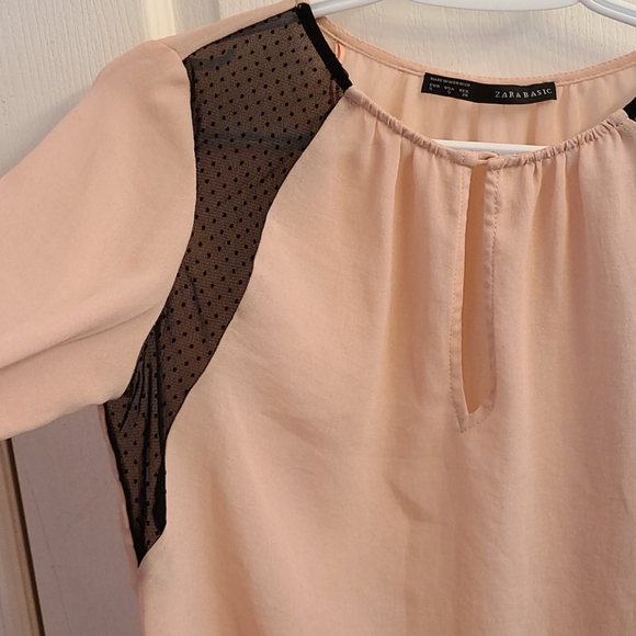 🪷Zara Basic Blush Blouse with Lace - Picture 5 of 14